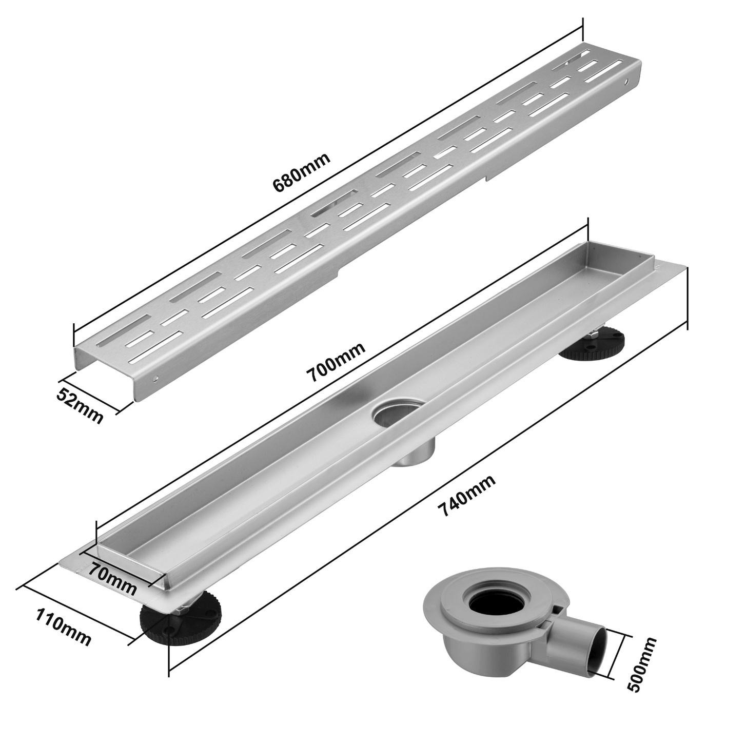 Douchegoot Cayma 70 cm - Geborsteld RVS - lomazoo.com