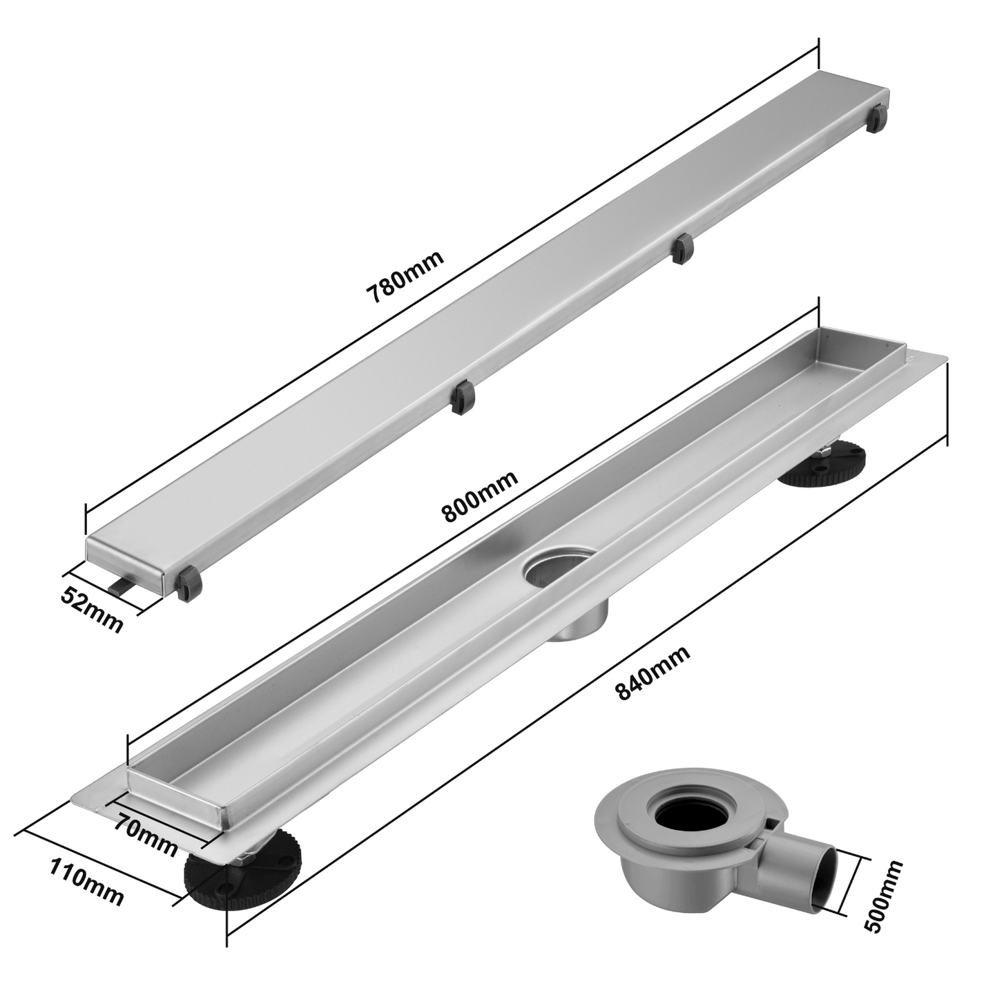 Douchegoot Nilo 80 cm - Geborsteld RVS - lomazoo.com