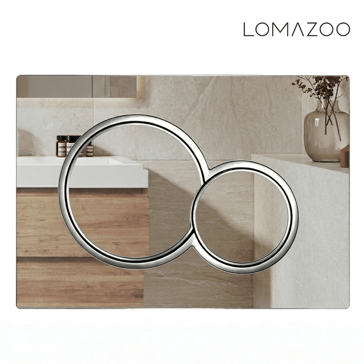 Hangtoilet met Inbouwreservoir - Rond Wit - Drukplaat Rond Chroom - Linea - lomazoo.com