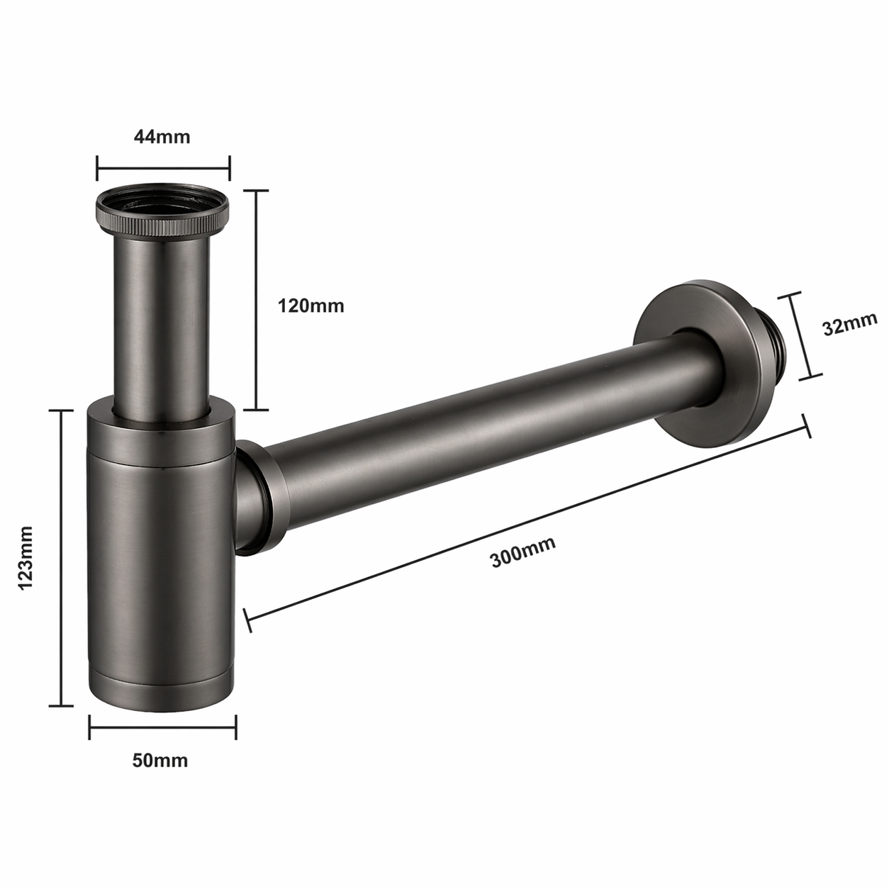 Sifone per lavabo 44 mm - Gun Metal