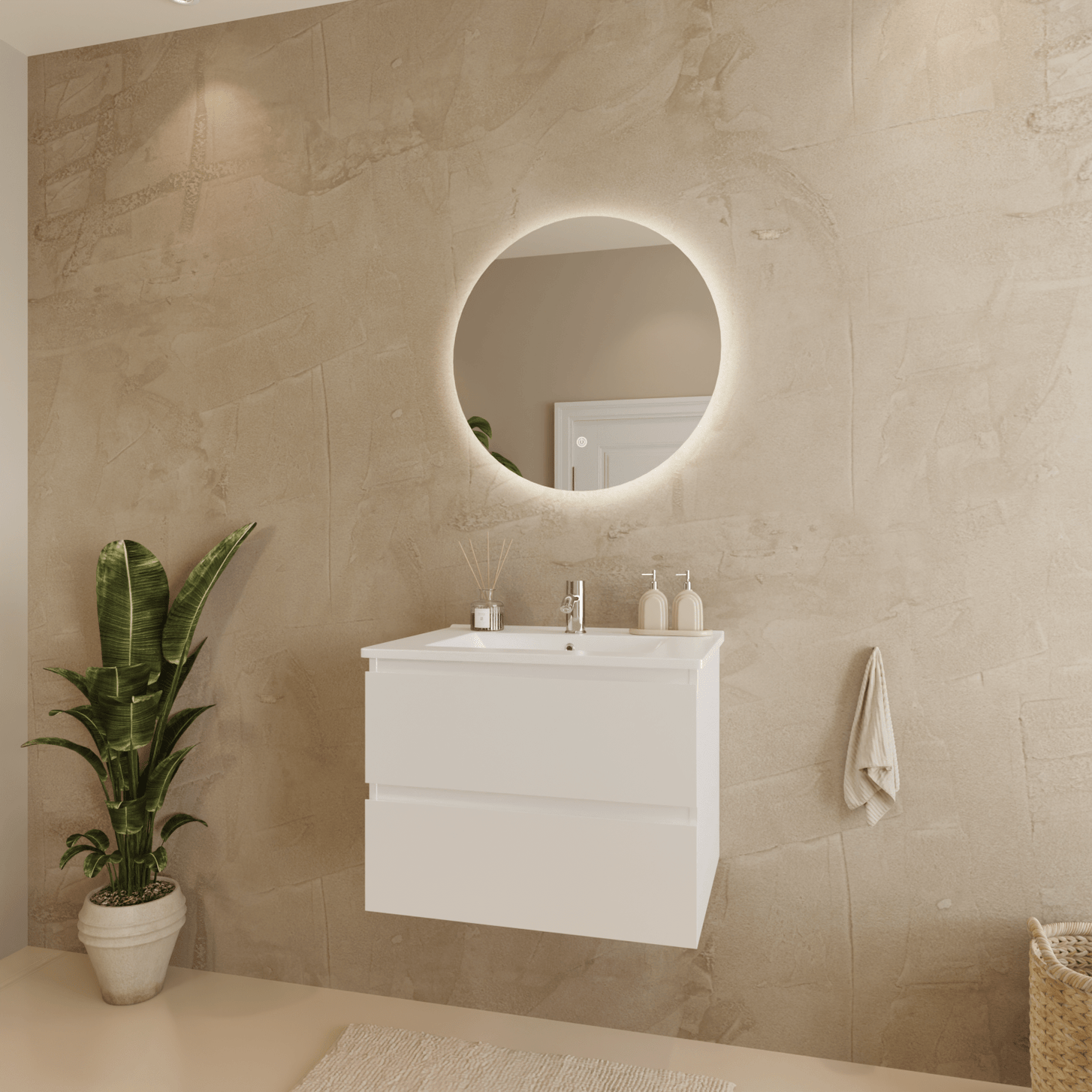 MARENZA Glanzend Wit - Wastafel Wit - 60cm - lomazoo.com