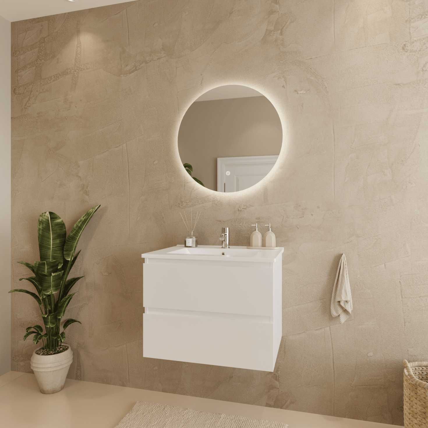 MARENZA Glanzend Wit - Wastafel Wit - 60cm - lomazoo.com