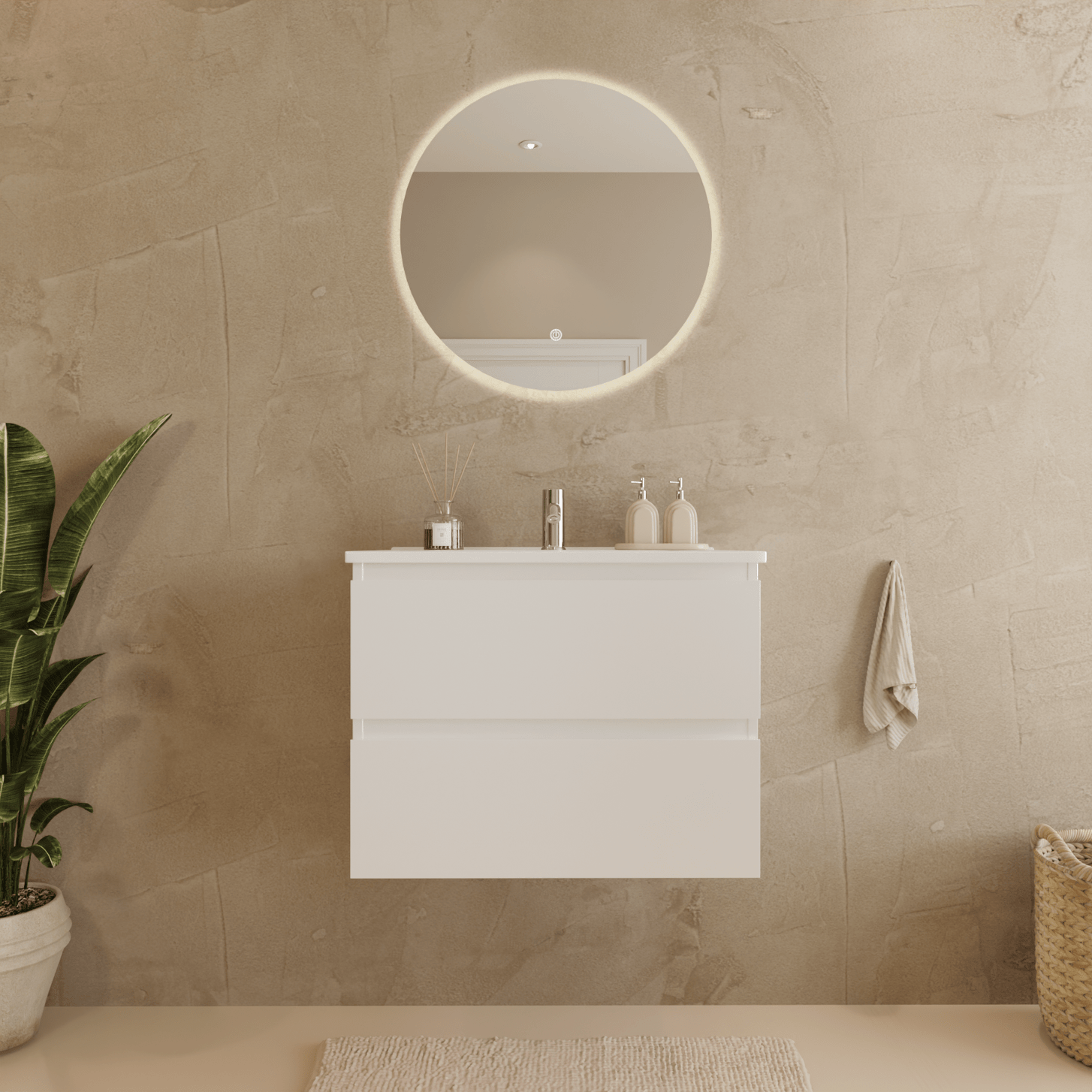 MARENZA Glanzend Wit - Wastafel Wit - 60cm - lomazoo.com