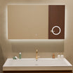 Badkamerspiegel 100x60 cm met LED-verlichting, anti-condens en geïntegreerde make-up vergrootspiegel