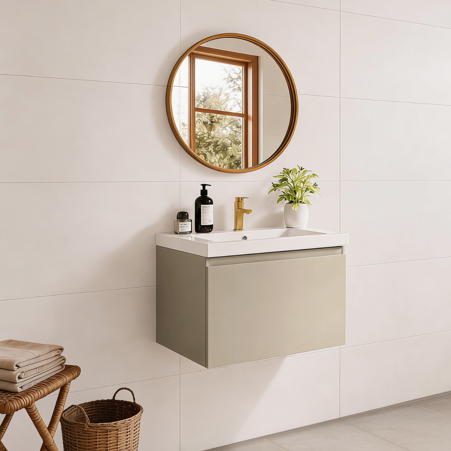 MODENA Greige - Lavabo bianco - 60cm