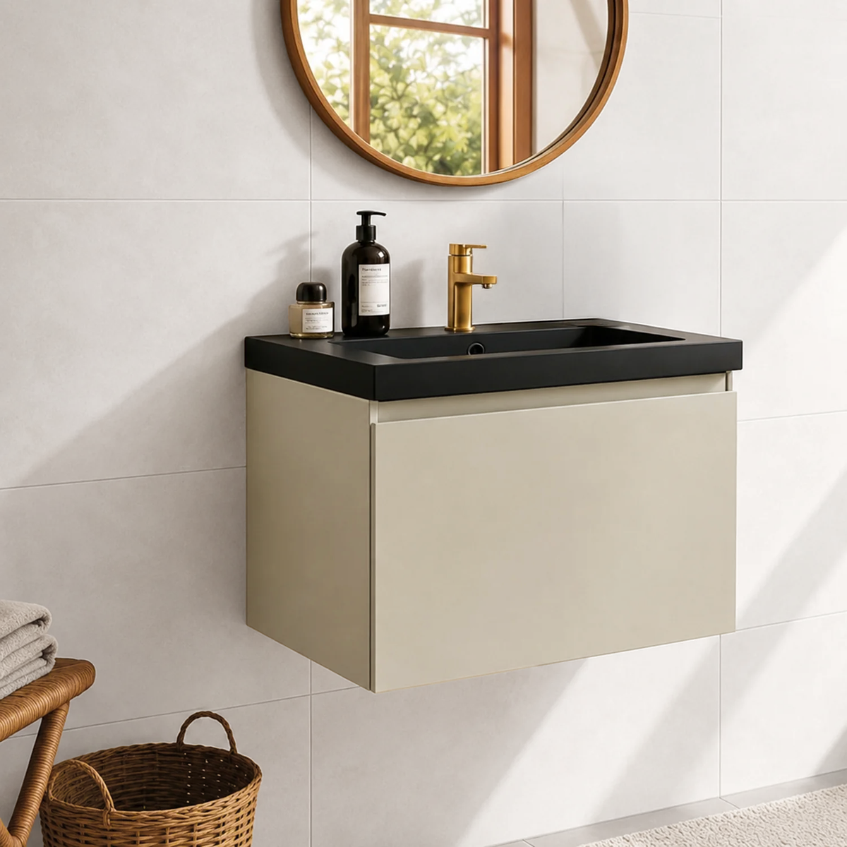 MODENA Greige - Lavabo nero - 60cm