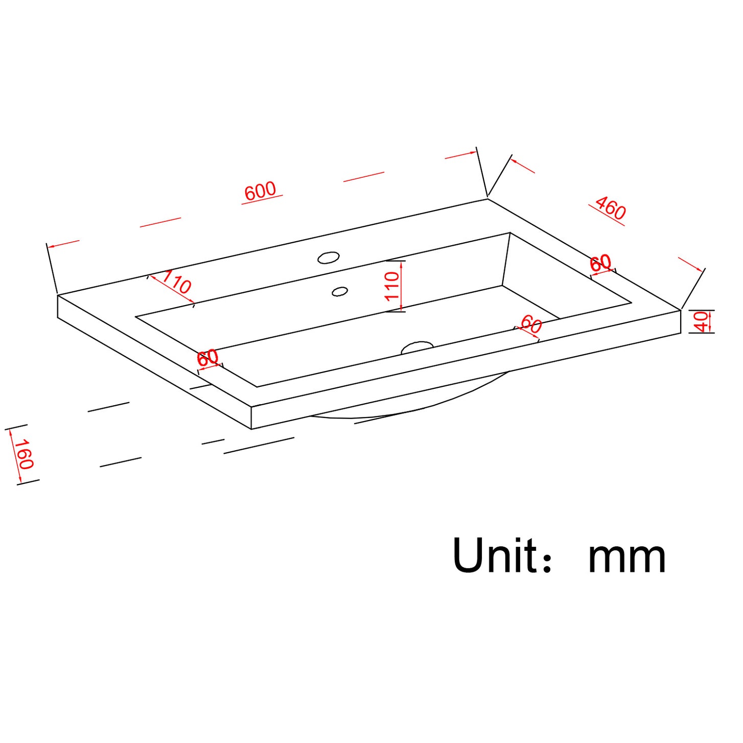 MODENA Greige - Wastafel Zwart - 60cm - lomazoo.com