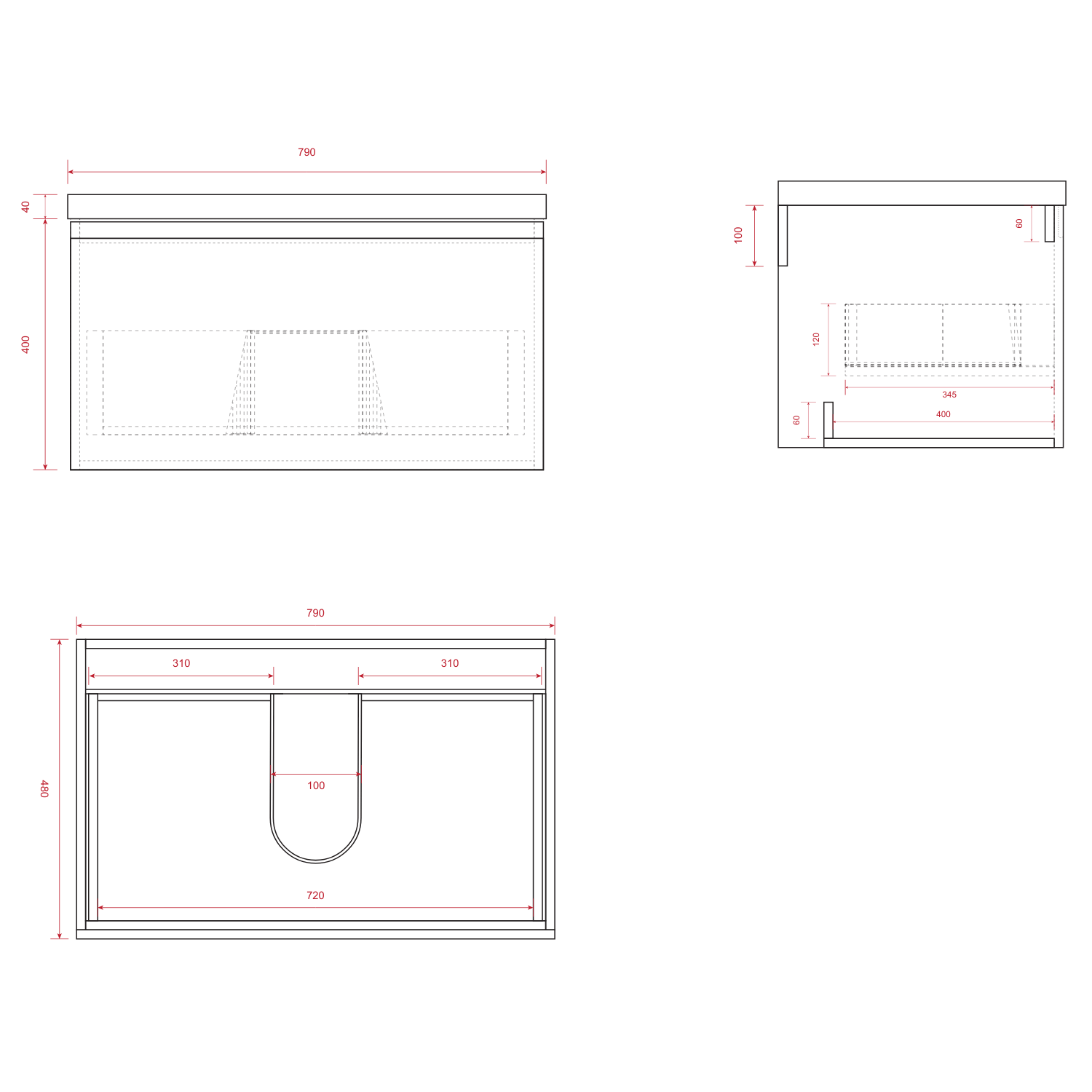 MODENA Greige - Wastafel Zwart - 80cm - lomazoo.com