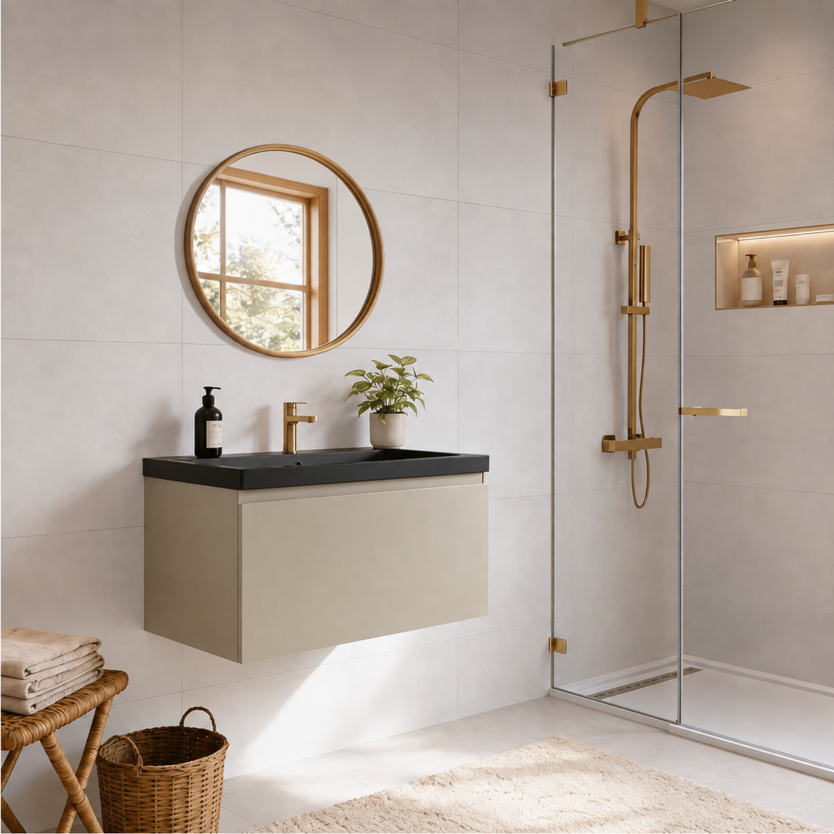 MODENA Greige - Lavabo nero - 80cm