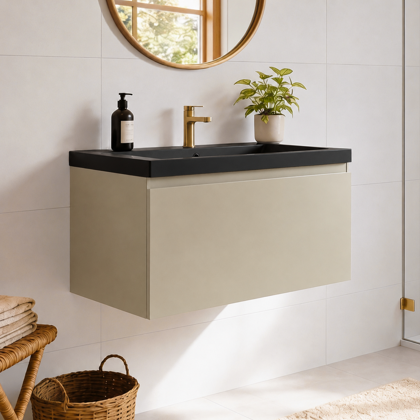 MODENA Greige - Lavabo nero - 80cm