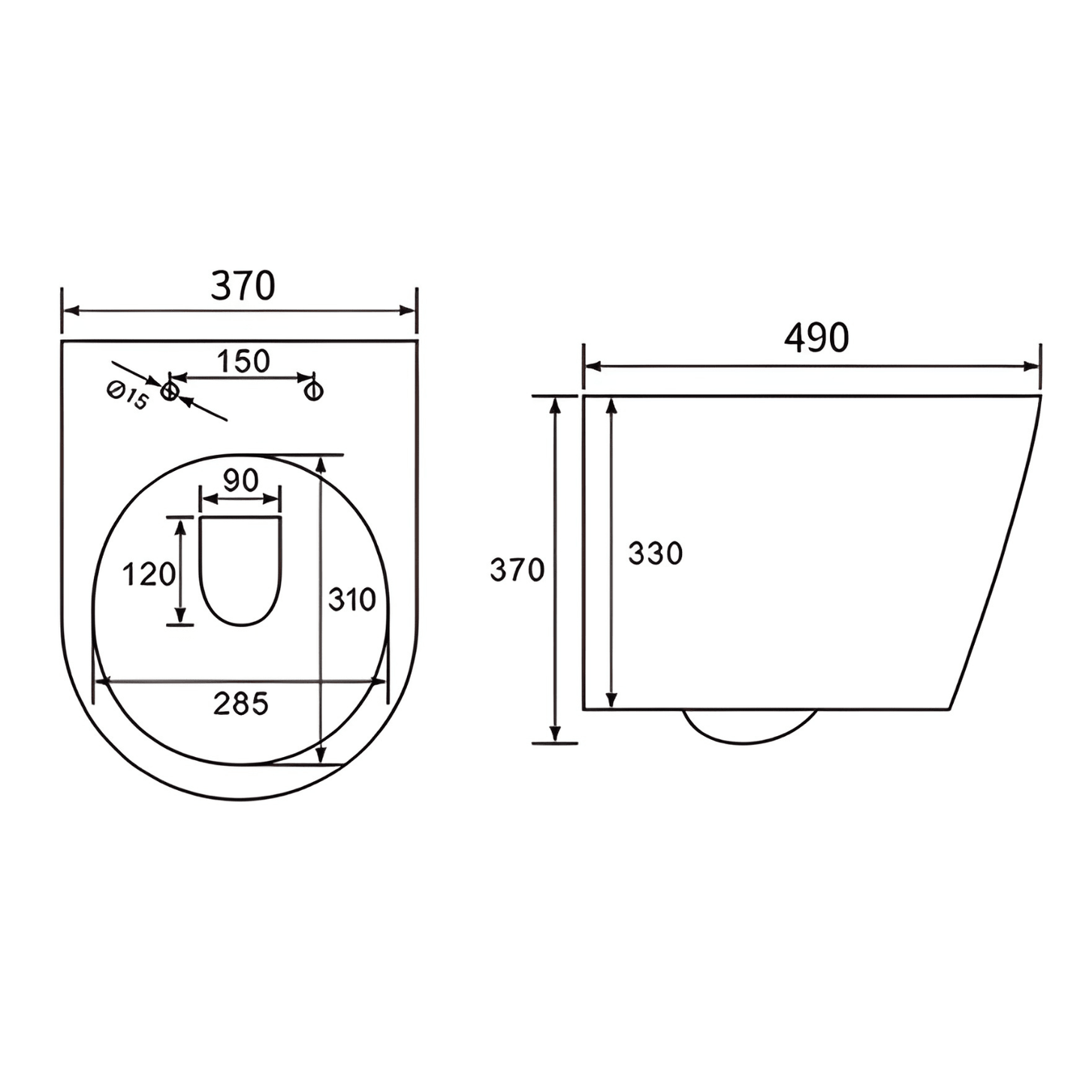 Hangtoilet met Inbouwreservoir - Rond Wit - Drukplaat Rond Gunmetal - Linea - lomazoo.com
