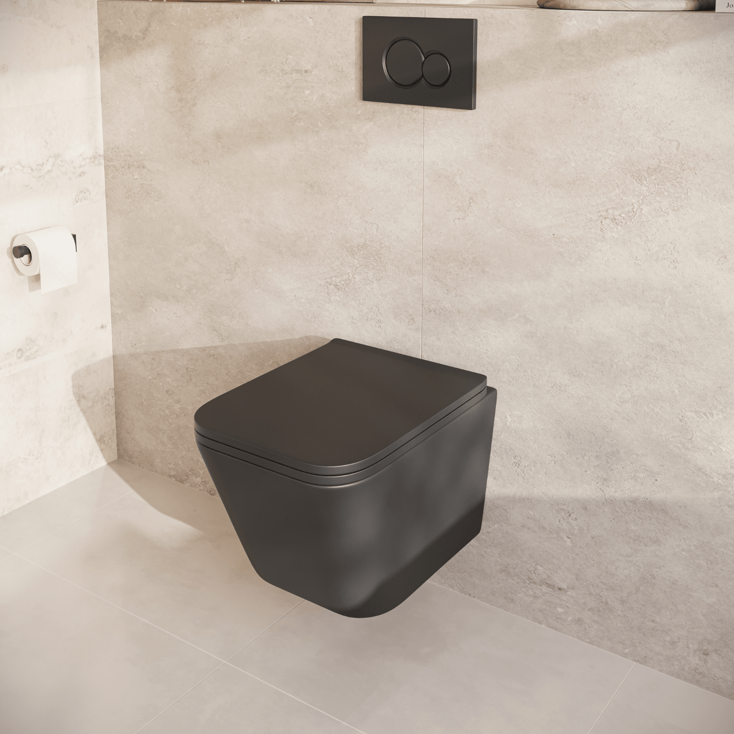LINEA Hangend Toilet - Zwart - Vierkant - lomazoo.com