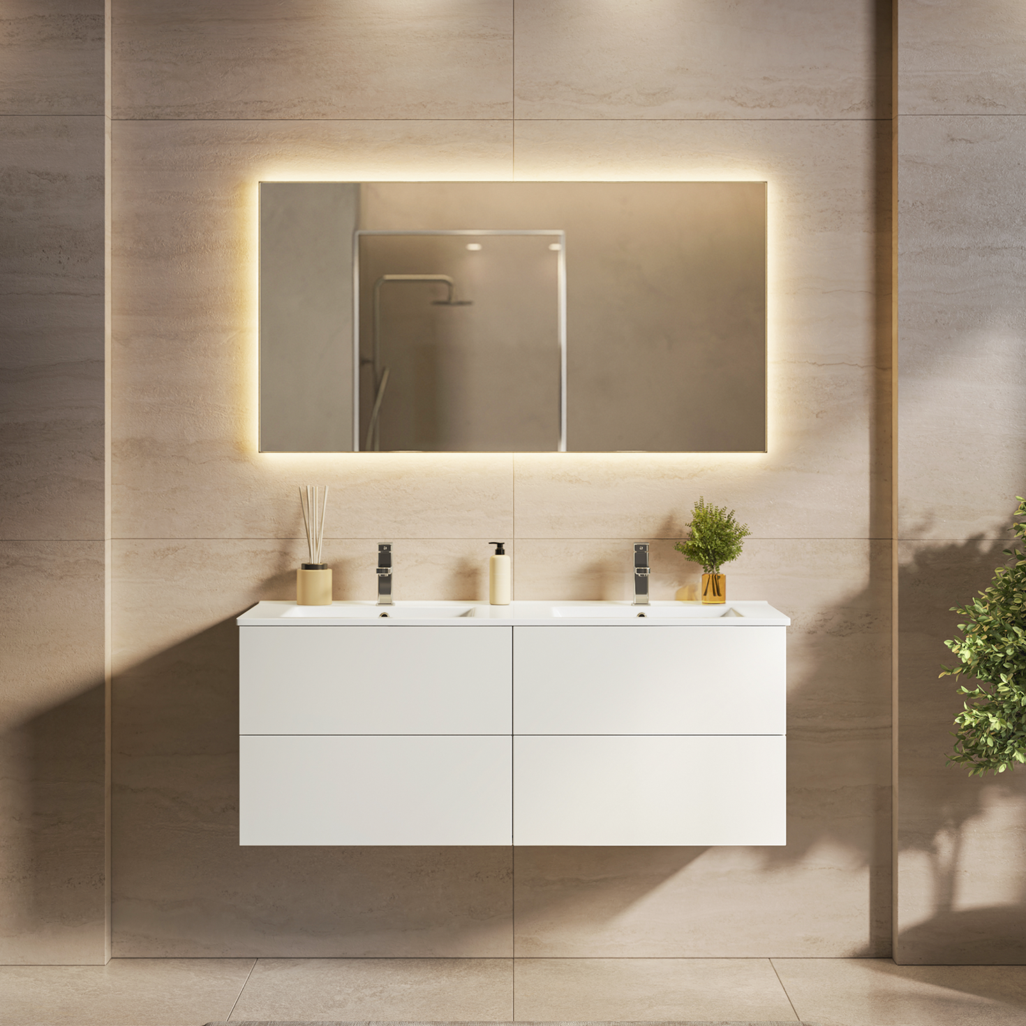 NINEO Bianco lucido - Lavabo bianco - 120 cm