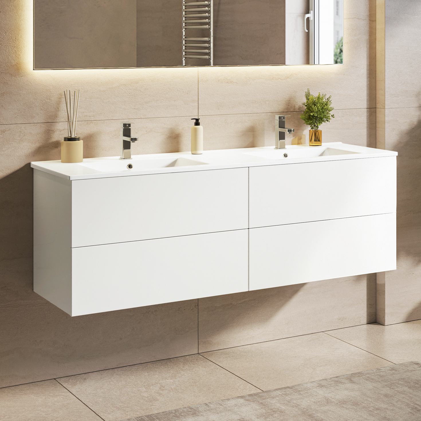 NINEO Bianco lucido - Lavabo bianco - 140 cm