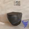 Hangtoilet met Inbouwreservoir - Rond Zwart - Drukplaat Rond Chroom - Linea - lomazoo.com