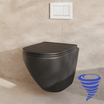 Hangtoilet met Inbouwreservoir - Rond Zwart - Drukplaat Vierkant Wit - Linea - lomazoo.com